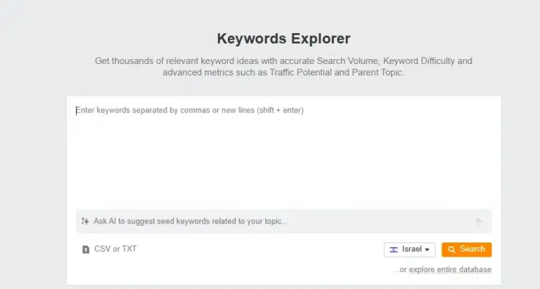 Keywords Explorer של Ahrefs